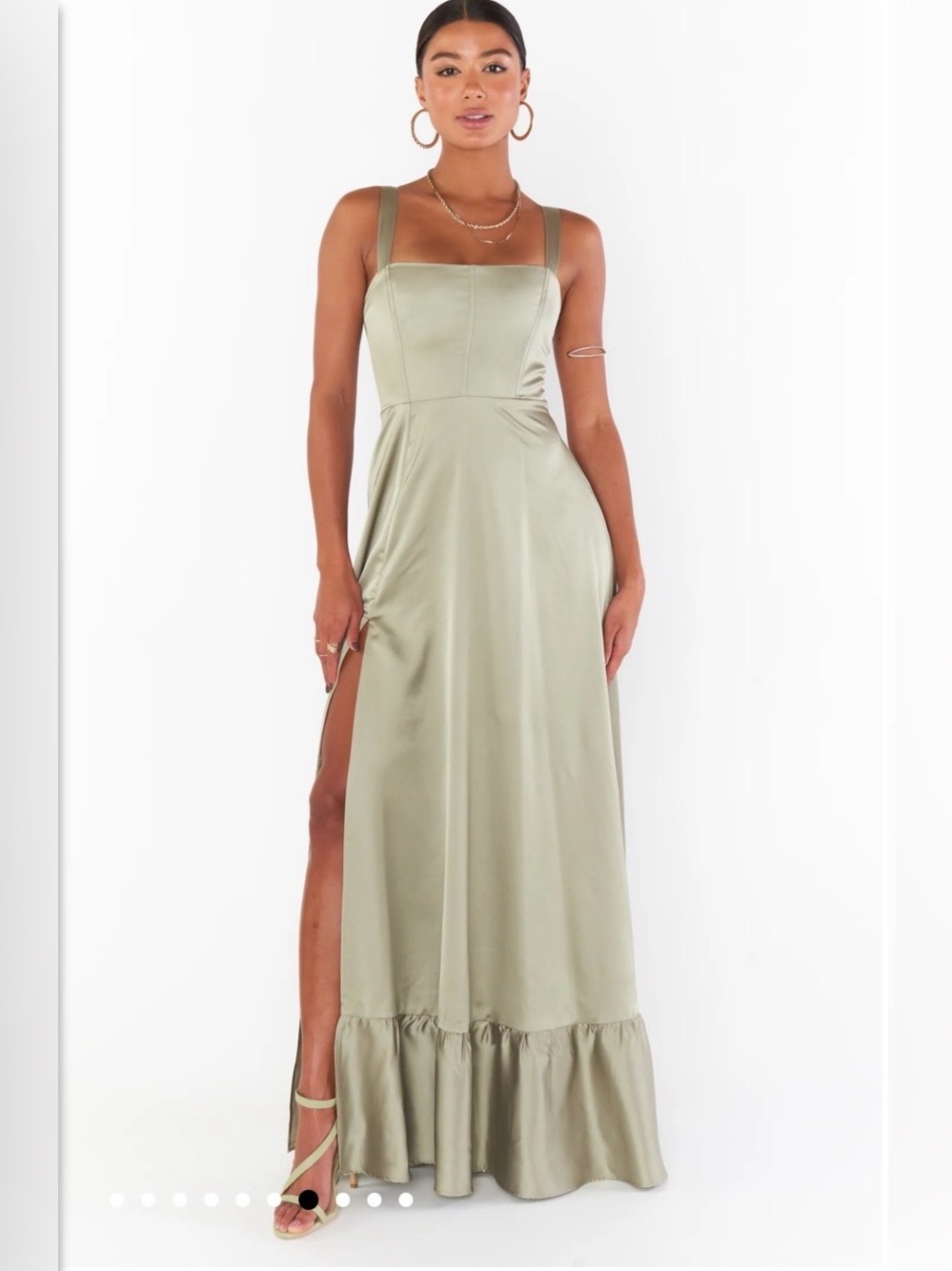 Show Me Your Mumu NWT Clarissa Corset Dress Sz Medium in Moss Green Lux Satin